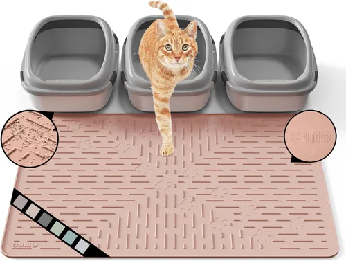 Miniatura 29 de OHMO Alfombrilla Grande para Arena de Gatos Alfombrilla de Captura Premium Goma de Silicona 31.5 x 23.6 pulgadas Gris Ceniza, Alfombrilla para Caja