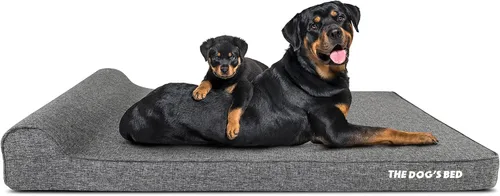 Miniatura 32 de The Dog's Bed - Cama Ortopédica para Perros con Reposacabezas XL Negra de Felpa, Espuma Viscoelástica, Alivio del Dolor para Artritis, Displasia