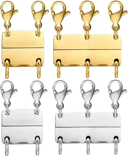 Miniatura 7 de Cierre magnético para collar en capas, separador de oro y plata de 18 quilates para collares apilables