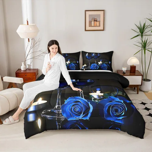 Miniatura 4 de Juego de edredón de videojuegos para niños y adolescentes, juego de ropa de cama de videojuegos azul y negro, ropa de cama para decoración del hogar