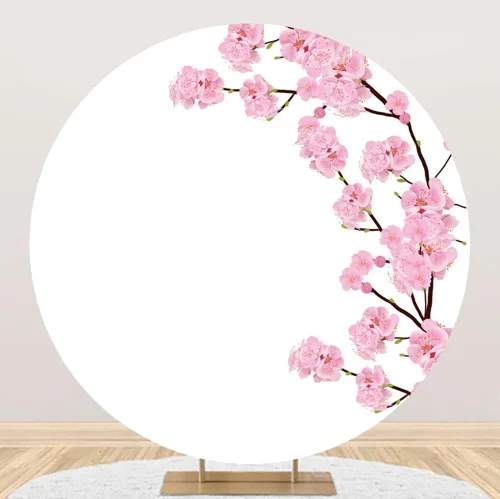 Miniatura 7 de Leyiyi Cubierta de fondo redonda romántica de 3 x 3 pies, diseño floral rosa floreciente para fotografía, decoración del día de San Valentín, tema