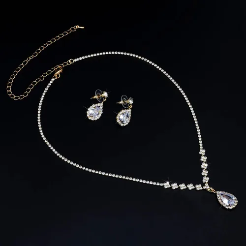 Miniatura 8 de COCIDE Bride Jewelry Set Silver Crystal Wedding Necklace Earrings Bridal Rhinestone Teardrop Pendant Accessories for Women and Bridesmaids