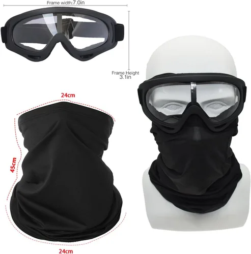 Miniatura 2 de LJDJ Gafas de motocicleta, paquete de 2 unidades, para motocross, ATV, motocross, senderismo, protección con 2 unidades de máscara bandana