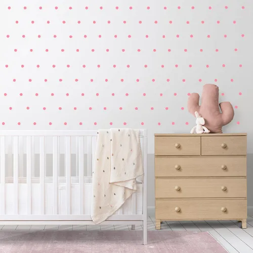 Miniatura 5 de Calcomanías de pared de lunares rosa bebé, círculos de vinilo extraíbles de 1 pulgada (100 unidades), no adhesivos, despegar y pegar, seguros