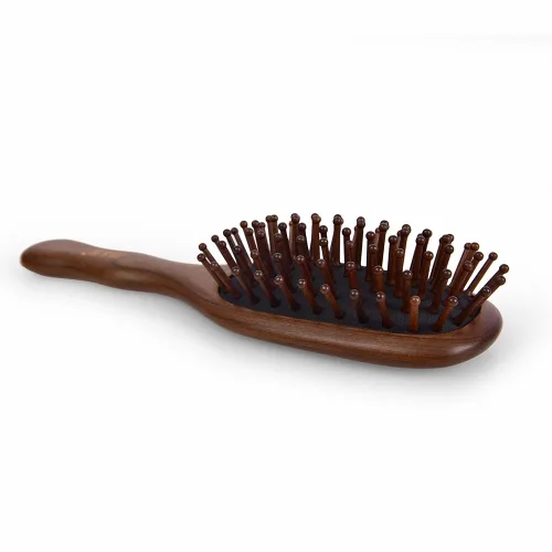 Miniatura 4 de TAN MUJIANG Cepillo de pelo de madera para mujer, masaje de cuero cabelludo, antiestático, pavo real, 1 unidad