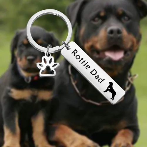 Miniatura 7 de LQRI Rottweiler Rottie Mom Rottie Dad Kechain Set de joyería para perros y mascotas, regalo Rottie para Rottweiler Rottie Mamá Papá, Metal, Acero