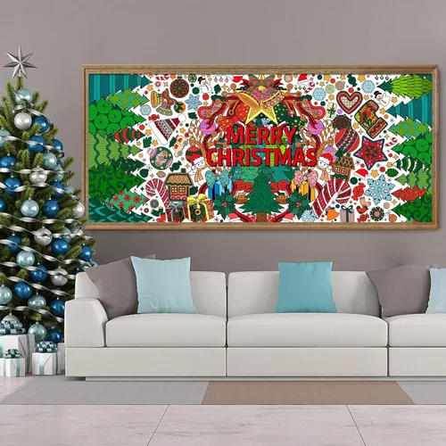 Miniatura 6 de Dvbonike Póster Jumbo de Mandala Navideño para Colorear Póster Gigante de Papel Feliz Navidad para Colorear Póster DIY de Dibujo en Blanco Arte