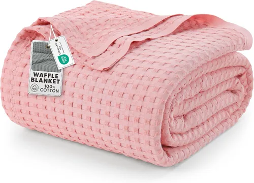 Miniatura 35 de Utopia Bedding Manta de punto gofre de 100 % algodón, tamaño grande para cama, ligera, transpirable, suave y acogedora, regalos para mujeres Blanco