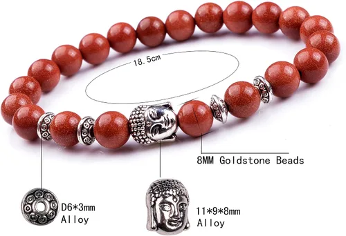 Miniatura 3 de Joya brazalete con gemas redondas de 8 mm, brazalete para los chacras, regalo de cumpleaños