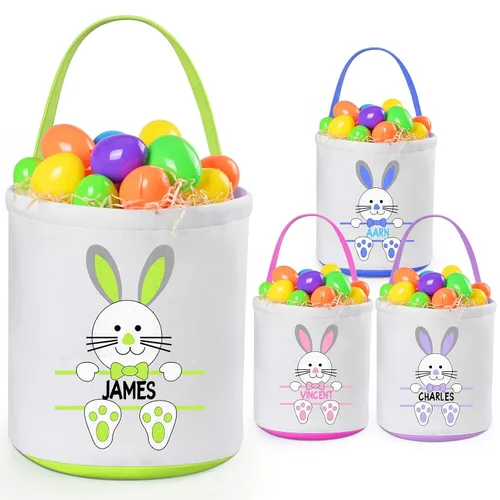 Miniatura 40 de Jocidea - Cesta de Pascua personalizada, paquete de 1 cestas de Pascua personalizadas para niñas y niños, cesta de Pascua personalizada para bebés