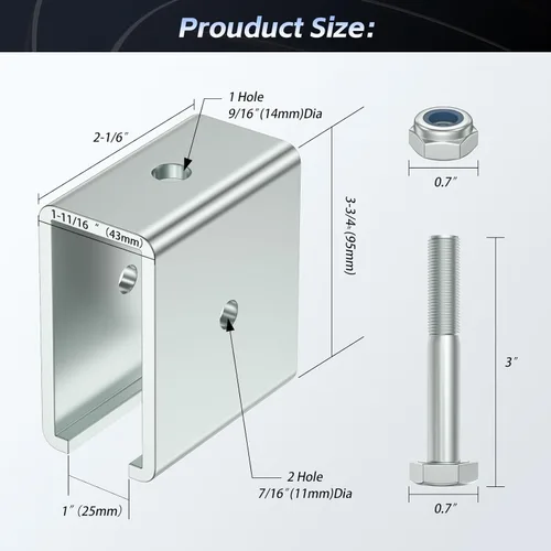 Miniatura 2 de SKTREX Conector de canal de puntal extendido para montaje en canal de puntal de 1-5/8" de ancho y 1-5/8" de altura
