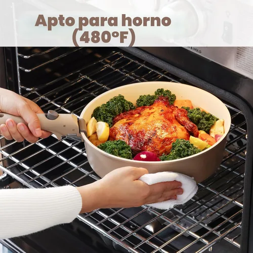 Miniatura 7 de SENSARTE Juego de ollas y sartenes de cerámica de 17 piezas, antiadherentes con mango desmontable, utensilios de cocina de inducción con mango