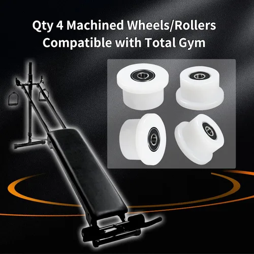 Miniatura 2 de Qty.4 Ruedas mecanizadas/rodillos compatibles con reemplazo total de gimnasio, se adapta a los modelos 1000, 1100, 1400, 1500, 1600, 1700, 1800