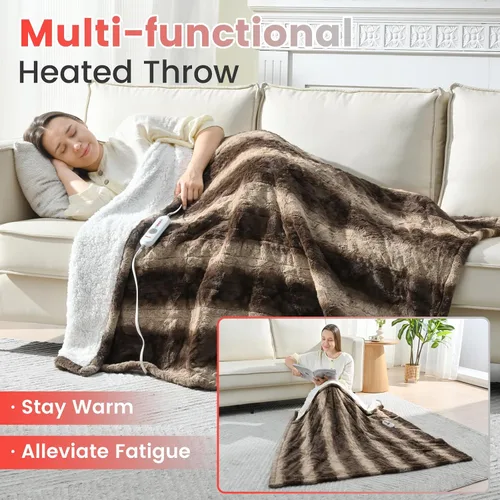 Miniatura 5 de Sunable Manta Eléctrica con Calefacción - Manta de Calefacción Suave y Cómoda Lavable a Máquina con 4 Configuraciones de Calor 50×60 pulgadas