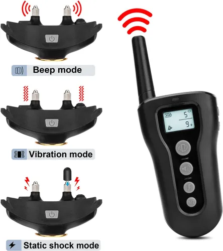 Miniatura 2 de Bousnic - Collar de entrenamiento para perros, para 2 perros, control remoto recargable a 305 m (1000 pies), recargable, impermeable, collar