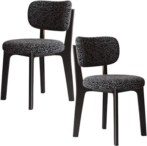 YVYKFZD Solid Wood Dining Chairs, Fabric Dining Room Chair Set of 2/4/6, Upholstered Kitchen Chairs with Curved Backrest, Armless Living Room Chair,