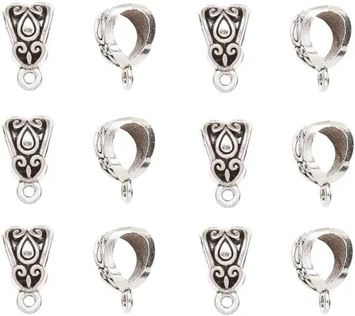 Miniatura 8 de 100 piezas de aleación de cuentas de conector para bricolaje, collar, pulsera, joyería colgante adaptador (plata antigua) por Alimitopia, Zinc