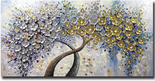 V-inspire Arte, 24 x 48 pulgadas, moderno, 100% pintado a mano, pinturas al óleo de árbol de la suerte, pintura acrílica, decoración de marco de