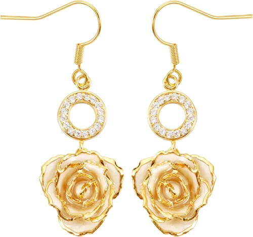 Miniatura 11 de Aretes de rosa chapados en oro para mujer, aretes de rosa de moda, el mejor regalo para esposa, madre en el día de San Valentín, aniversario