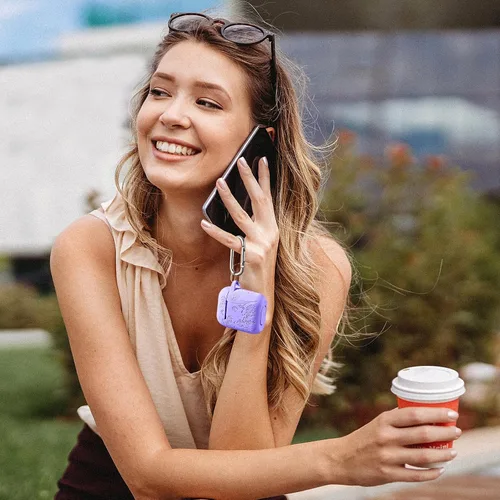 Miniatura 5 de Lerobo Funda con grabado de flores para AirPods, elegante protector de silicona suave con llavero, compatible con Apple AirPods de 1ª/2ª