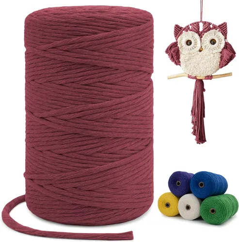 Miniatura 122 de Cuerda de macramé de una sola hebra de 0.197 in x 110 yardas, cuerda de macramé de algodón natural de 0.197 in, cuerda de algodón grueso para colgar