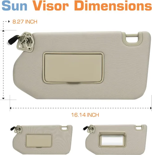 Miniatura 6 de Visera solar lateral izquierda y derecha con luz para Nissan Pathfinder 2013-2018, para Infiniti QX60 2014-2017, para Infiniti JX35 2013, repuesto