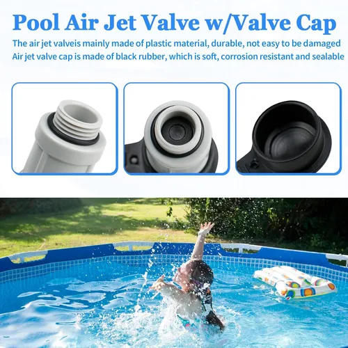 Miniatura 5 de 12363 12373 - Válvula de chorro de aire y tapa de válvula de chorro de aire para entrada de piscina sobre el suelo Intex, tapa de válvulas