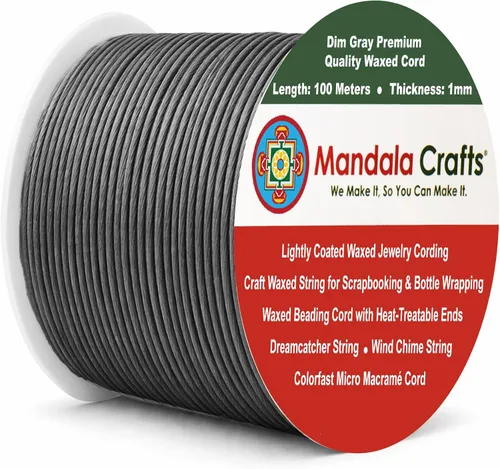 Miniatura 211 de Cuerda Mandala Crafts 0.03 pulgadas 109 yardas para hacer joyería, artesanía, macramé, cuerda de algodón encerado Negro