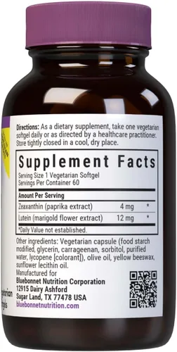 Miniatura 2 de Bluebonnet Nutrition Zeaxantina Plus Luteína Softgel, luteína y zeaxantina, salud ocular y exposición a la luz azul, luteína de caléndula