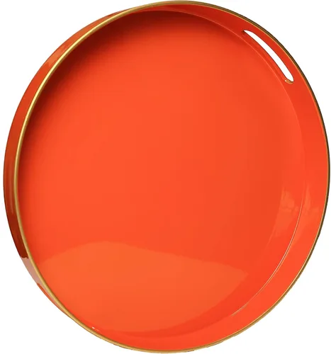 Miniatura 8 de Spsyrine Bandeja decorativa redonda negra, bandeja de plástico de 13 pulgadas con asas para otomana, mesa auxiliar, baño, cocina, sala de estar