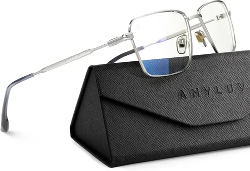 Miniatura 13 de ANYLUV Rectangle Blue Light Glasses, Classic Business Style Computer Glasses, Lightweight Metal Eyeglasses for Anti Eyestrain
