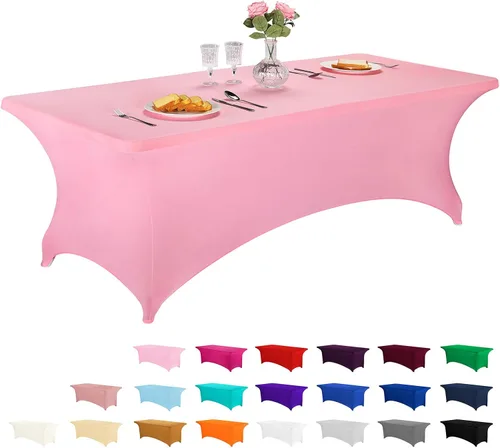 Miniatura 33 de LZY Cubierta de Mesa Elástica Ajustable de Spandex para Mesa Plegable de 6 pies, 4 pies o 8 pies, Mantel de Cóctel Rectangular, Perfecto para Champn