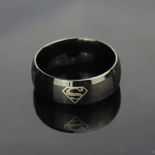 Miniatura 3 de Dilanco alianza de bodas de 8 mm, negro con borde biselado de tungsteno, Carbide, para hombres, cómodo ajuste con "Superman".