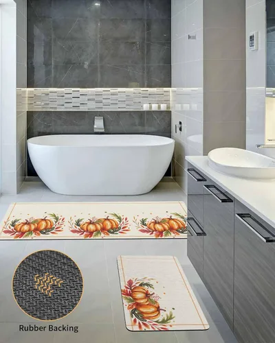 Miniatura 5 de Tapete de baño con acuarela de calabaza, antideslizante, de secado rápido y absorbente, de tierra de diatomeas, para fregadero de cocina, lavable