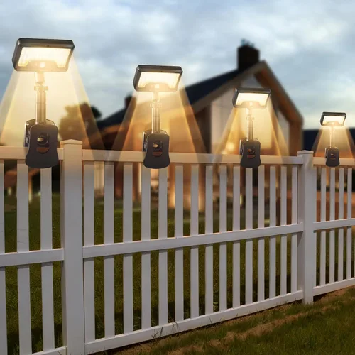 Miniatura 15 de Luces solares con clip para exteriores con sensor de movimiento, luces de valla solares ajustables verticalmente y giratorias en 360° con 92 LEDs