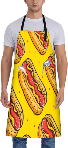 Miniatura 7 de Cosmic Pizza - Delantal de gato para mujer, 28 x 33 pulgadas, delantales de cocina con 2 bolsillos, poliéster, bonito delantal de gato para cocinar