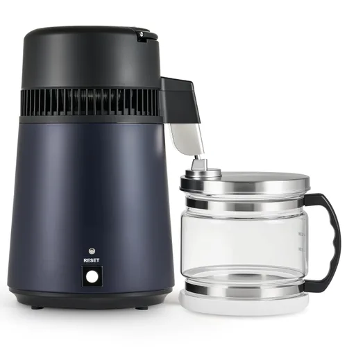 CO-Z Destilador de agua de 1.1 galones, máquina de agua destilada de 4L para encimera con olla de vidrio, purificador de agua destilada de 750W para