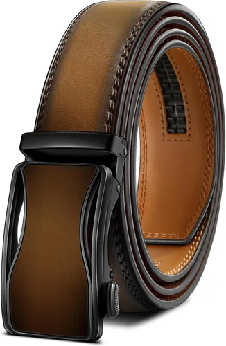 Miniatura 11 de BULLIANT - Cinturón de trinquete para hombre, cinturón de cuero deslizante ajustable para regalo, para vestido casual de hombre, 1 3/8