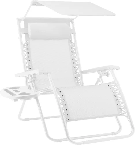 Miniatura 37 de Best Choice Products Sillón reclinable de 30 pulgadas de ancho con gravedad cero para exteriores, con toldo ajustable, reposacabezas, bandeja