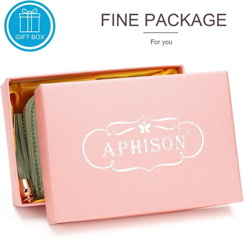 Miniatura 6 de APHISON RFID - Porta tarjeta de crédito con cremallera carteras pequeñas para mujer en cuero estilo girasol para mujer y niña caja de regalo 1927
