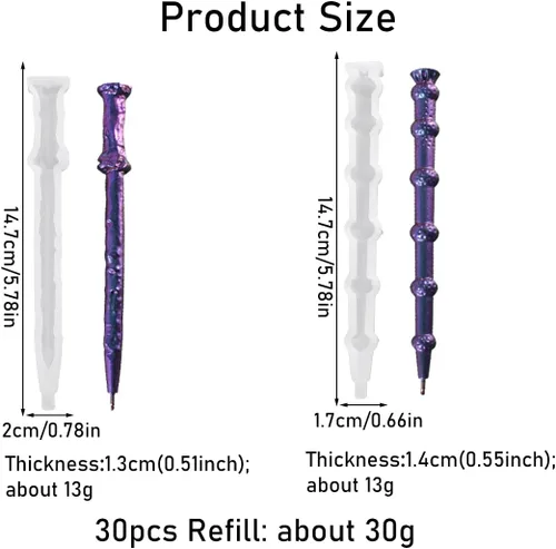 Miniatura 7 de 10 moldes de resina para bolígrafo + 30 recambios de bolígrafo de tinta, moldes de silicona para bolígrafo, moldes de silicona de fundición epoxi