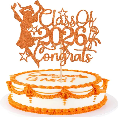 Miniatura 12 de 1 paquete de decoración para tarta de graduación para niña, con purpurina, para diploma, decoración para adultos mayores 2026, para niñas, escuela