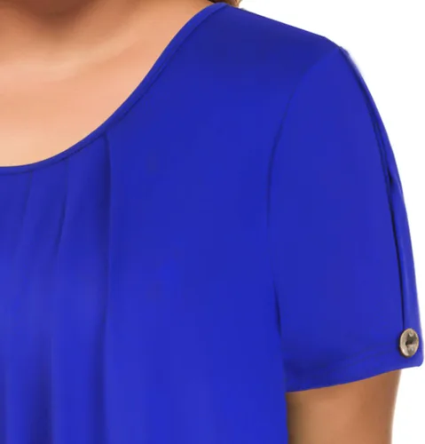 Miniatura 5 de MANER - Blusa de manga corta para mujer, estilo informal, corte suelto, talla L a 4XL