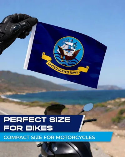 Miniatura 6 de AGAS - Bandera militar de motocicleta de la Marina de los Estados Unidos de 6 x 9 pulgadas, impresa de doble cara en poliéster de punto duradero