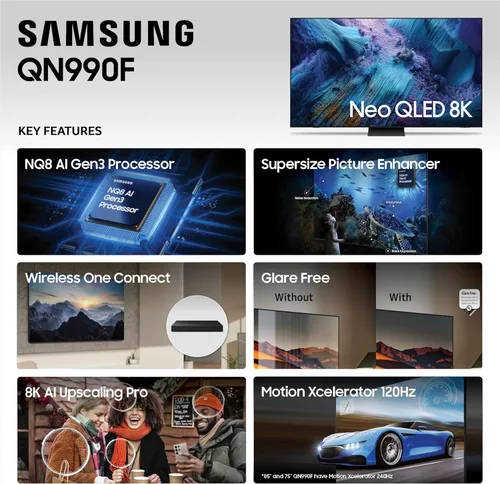 Miniatura 4 de Samsung Clase Neo QLED 8K QN990F de 98 pulgadas Smart TV (modelo 2025) Procesador NQ8 AI Gen3, mejora de resolución 8K con IA Pro, Wireless One