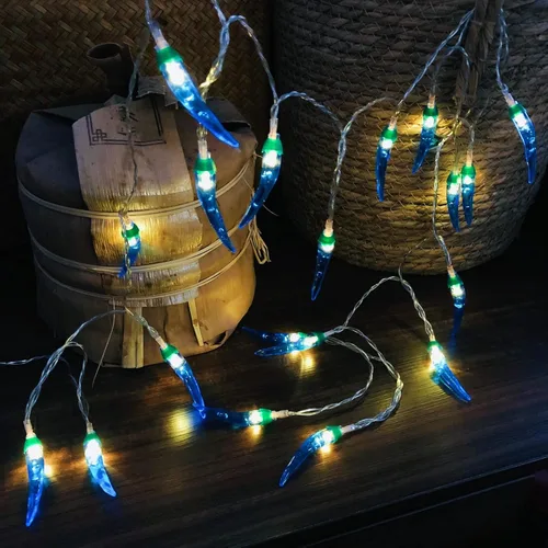 Miniatura 10 de Guirnalda de luces rojas de chile y pimienta, luces de noche de hadas, guirnalda de cobre, lámpara colgante con pilas para decoración del hogar
