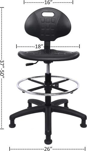 Miniatura 7 de (Taburete de banco alto, deslizadores no enrollables, fáciles de limpiar! Taburete ergonómico de dibujo de poliuretano. Rango de altura del asiento