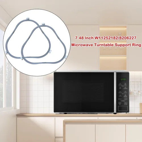 Miniatura 6 de Paquete de 2 anillos de soporte para tocadiscos de microondas W11252182/8206227 de 7.48 pulgadas, pieza de repuesto de soporte de bandeja de vidrio