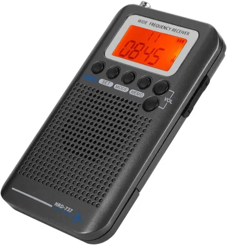 Radio portátil, receptor de radio de banda de avión con 4 modos de búsqueda, antena retráctil y pantalla LCD digital, grabadora de radio de banda