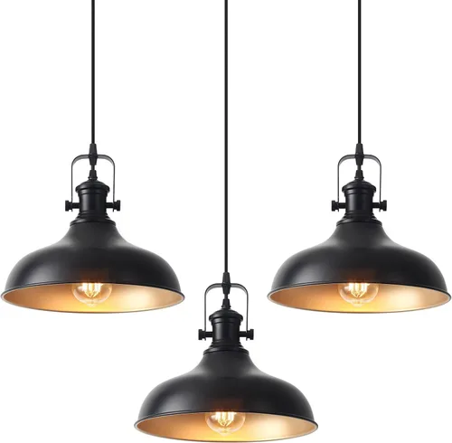 Miniatura 13 de Luces colgantes negras para isla de cocina, 11.41 pulgadas, lámpara colgante industrial vintage, luces de isla para cocina, comedor, dormitorio, 1
